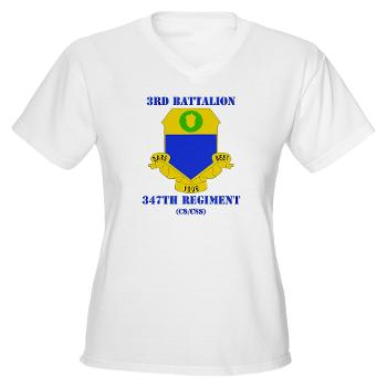 3B347R - A01 - 04 - DUI - 3rd Bn - 347th Regt (CS/CSS) with Text - Women's V-Neck T-Shirt