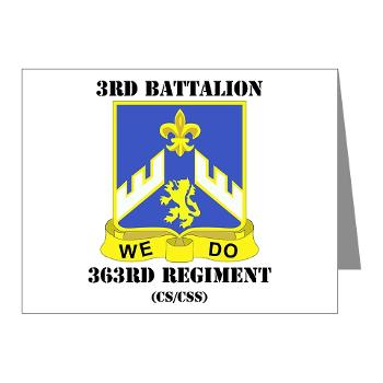 3B363RCSCSS - M01 - 02 - DUI - 3rd Battalion - 363rd Regiment (CS/CSS) with Text - Note Cards (Pk of 20)
