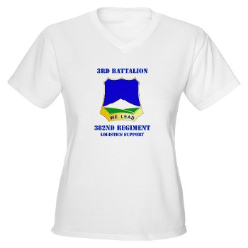 3B382RLS - A01 - 04 - DUI - 3rd Battalion, 382nd Regiment (Logistics Support) with Text - Women's V-Neck T-Shirt