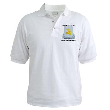 3B395AR - A01 - 04 - DUI - 3rd Bn - 395th Armor Regiment with Text Golf Shirt - Click Image to Close