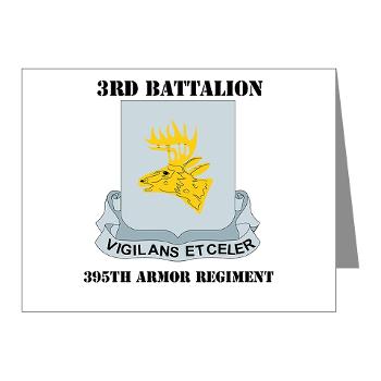 3B395AR - M01 - 02 - DUI - 3rd Bn - 395th Armor Regiment with Text Note Cards (Pk of 20)