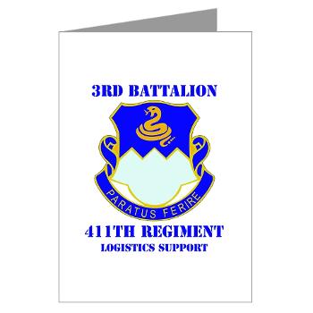 3B411R - M01 - 02 - DUI - 3rd Bn - 411th Regt (LS) with Text - Greeting Cards (Pk of 10)