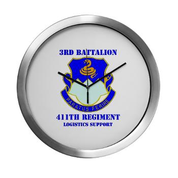 3B411R - M01 - 03 - DUI - 3rd Bn - 411th Regt (LS) with Text - Modern Wall Clock - Click Image to Close