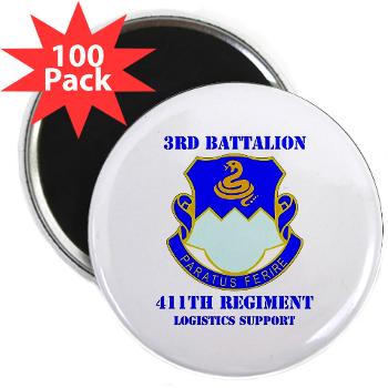 3B411R - M01 - 01 - DUI - 3rd Bn - 411th Regt (LS) with Text - 2.25" Magnet (100 pack) - Click Image to Close