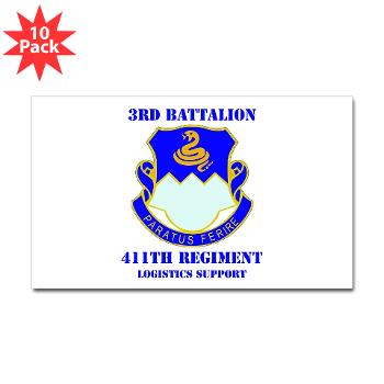 3B411R - M01 - 01 - DUI - 3rd Bn - 411th Regt (LS) with Text - Sticker (Rectangle 10 pk) - Click Image to Close