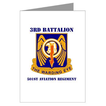 3B501AR - M01 - 02 - DUI - 3rd Bn - 501st Avn Regt with Text - Greeting Cards (Pk of 10)