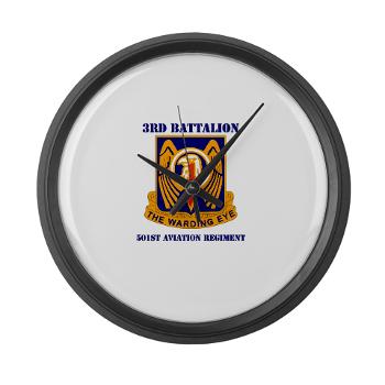 3B501AR - M01 - 03 - DUI - 3rd Bn - 501st Avn Regt with Text - Large Wall Clock