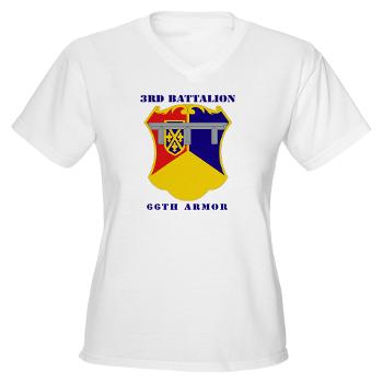 3B66A - A01 - 04 - DUI - 3rd Battalion, 66th Armor with Text - Women's V -Neck T-Shirt