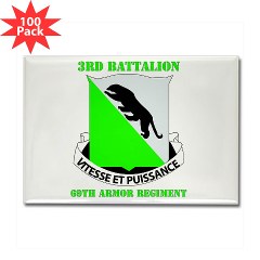 3B69AR - M01 - 01 - DUI - 3rd Bn - 69th Armor Regt with Text - Rectangle Magnet (100 pack) - Click Image to Close