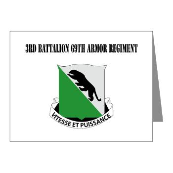 3B69AR - 3rd Battalion, 69th Armor Regiment with Text - Note Cards (Pk of 20)