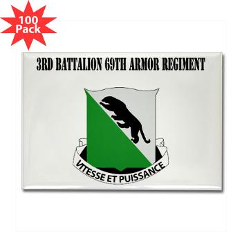 3B69AR - 3rd Battalion, 69th Armor Regiment with Text - Rectangle Magnet (100 pack)