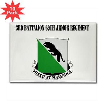 3B69AR - 3rd Battalion, 69th Armor Regiment with Text - Rectangle Magnet (10 pack)