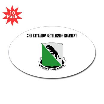 3B69AR - 3rd Battalion, 69th Armor Regiment with Text - Sticker (Oval 10 pk)