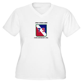 3B75DTS - A01 - 04 - SSI - 3rd Brigade, 75th Division (TS) with Text - Women's V-Neck T-Shirt
