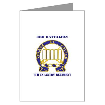 3B7IR - M01 - 02 - DUI - 3rd Battalion 7th Infantry Regiment with Text - Greeting Cards (Pk of 10)
