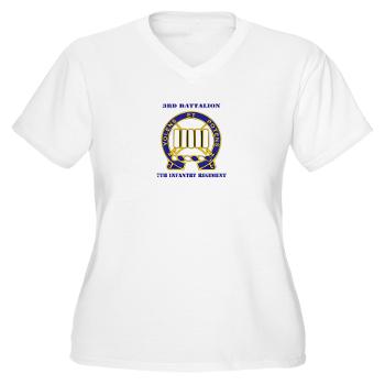 3B7IR - A01 - 04 - DUI - 3rd Battalion 7th Infantry Regiment with Text - Women's V-Neck T-Shirt - Click Image to Close