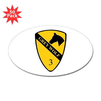3BCT - M01 - 01 - DUI - 3rd Infantry BCT - Grey Wolf - Sticker (Oval 50 pk) - Click Image to Close