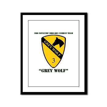 3BCT - M01 - 02 - DUI - 3rd Infantry BCT - Grey Wolf with Text - Framed Panel Print - Click Image to Close