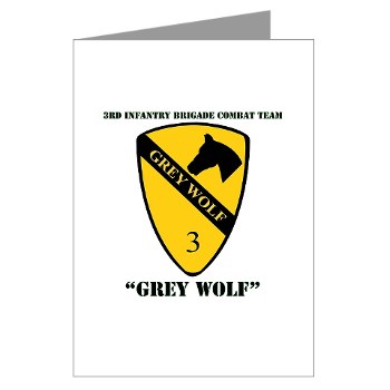3BCT - M01 - 02 - DUI - 3rd Infantry BCT - Grey Wolf with Text - Greeting Cards (Pk of 10) - Click Image to Close