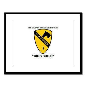 3BCT - M01 - 02 - DUI - 3rd Infantry BCT - Grey Wolf with Text - Large Framed Print - Click Image to Close