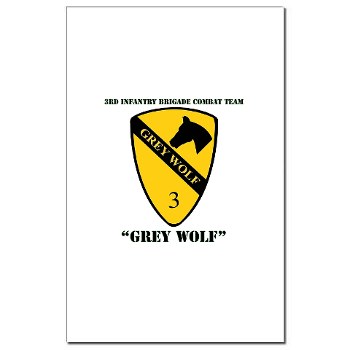 3BCT - M01 - 02 - DUI - 3rd Infantry BCT - Grey Wolf with Text - Mini Poster Print