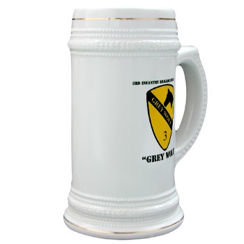 3BCT - M01 - 03 - DUI - 3rd Infantry BCT - Grey Wolf with Text - Stein - Click Image to Close