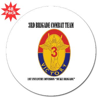 3BCT1IDDB - M01 - 01 - DUI - 3BCT - 1st Infantry Division - Duke Brigade with Text - 3" Lapel Sticker (48 pk) - Click Image to Close