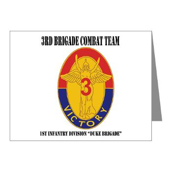 3BCT1IDDB - M01 - 02 - DUI - 3BCT - 1st Infantry Division - Duke Brigade with Text - Note Cards (Pk of 20)