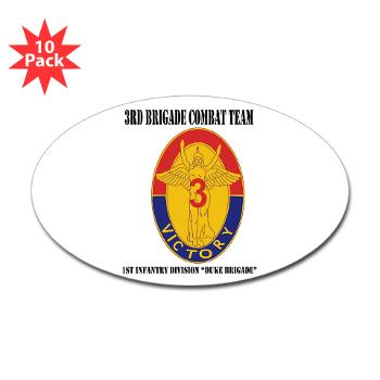 3BCT1IDDB - M01 - 01 - DUI - 3BCT - 1st Infantry Division - Duke Brigade with Text - Sticker (Oval 10 pk)