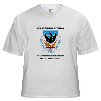 3BCTSTB - A01 - 04 - DUI - 3rd Brigade Combat Team - Special Troops Battalion with Text - White T-Shirt - Click Image to Close