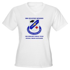 3BCTSTB - A01 - 04 - DUI - 3rd BCT - Special Troops Bn with Text Women's V-Neck T-Shirt