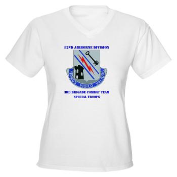 3BSTB - A01 - 04 - DUI - 3rd Bde - Special Troops Bn with Text Women's V-Neck T-Shirt