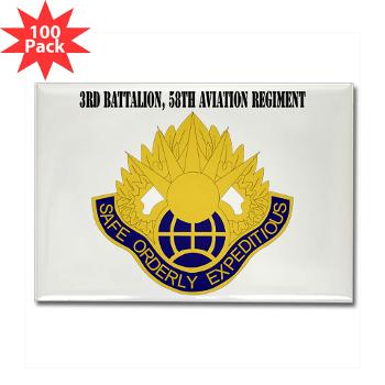 3Bn58AR - M01 - 01 - 3rd Battalion, 58th Aviation Regiment with Text - Rectangle Magnet (100 pack)