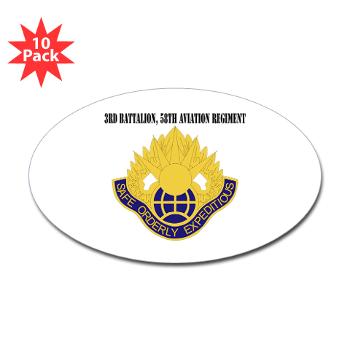 3Bn58AR - M01 - 01 - 3rd Battalion, 58th Aviation Regiment with Text - Sticker (Oval 10 pk)