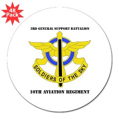 3GSB10AR - M01 - 01 - DUI - 3rd GS Bn - 10th Aviation Regiment with Text 3" Lapel Sticker (48 pk) - Click Image to Close