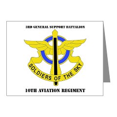 3GSB10AR - M01 - 02 - DUI - 3rd GS Bn - 10th Aviation Regiment with Text Note Cards (Pk of 20)