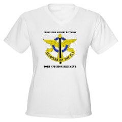 3GSB10AR - A01 - 04 - DUI - 3rd GS Bn - 10th Aviation Regiment with Text Women's V-Neck T-Shirt