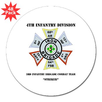 3IBCTS - M01 - 01 - DUI - 3rd Infantry Brigade Combat Team - Striker with Text - 3" Lapel Sticker (48 pk)
