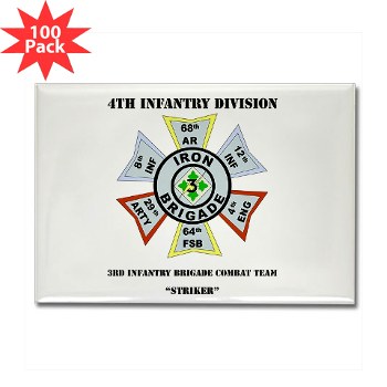 3IBCTS - M01 - 01 - DUI - 3rd Infantry Brigade Combat Team - Striker with Text - Rectangle Magnet (100 pack)