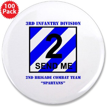 3ID2BCTS - M01 - 01 - DUI - 2nd BCT - Spartan with Text 3.5" Button (100 pack)