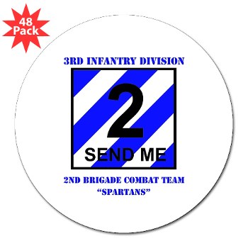 3ID2BCTS - M01 - 01 - DUI - 2nd BCT - Spartan with Text 3" Lapel Sticker (48 pk)
