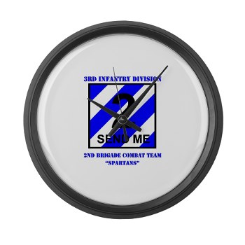 3ID2BCTS - M01 - 03 - DUI - 2nd BCT - Spartan with Text Large Wall Clock