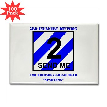 3ID2BCTS - M01 - 01 - DUI - 2nd BCT - Spartan with Text Rectangle Magnet (100 pack)