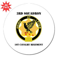 3ID3BCTS - M01 - 01 - DUI - 3rd Sqdrn - 1st Cavalry Regt with Text with Text 3" Lapel Sticker (48 pk)