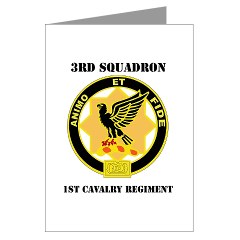 3ID3BCTS - M01 - 02 - DUI - 3rd Sqdrn - 1st Cavalry Regt with Text Greeting Cards (Pk of 20)
