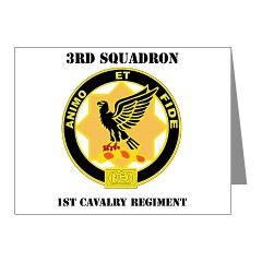 3ID3BCTS - M01 - 02 - DUI - 3rd Sqdrn - 1st Cavalry Regt with Text Note Cards (Pk of 20)