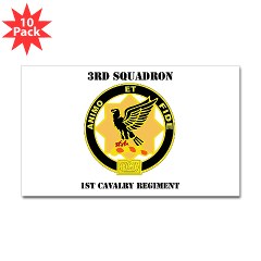3ID3BCTS - M01 - 01 - DUI - 3rd Sqdrn - 1st Cavalry Regt with Text Sticker (Rectangle 10 pk)