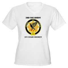 3ID3BCTS - A01 - 04 - DUI - 3rd Sqdrn - 1st Cavalry Regt with Text Women's V-Neck T-Shirt
