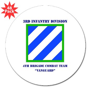 3ID4BCTV - M01 - 01 - DUI - 4th Brigade Combat Team "Vanguard" with Text - 3" Lapel Sticker (48 pk) - Click Image to Close