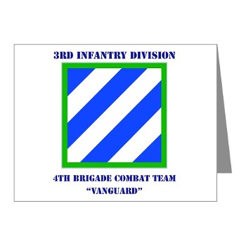 3ID4BCTV - M01 - 02 - DUI - 4th Brigade Combat Team "Vanguard" with Text - Note Cards (Pk of 20) - Click Image to Close